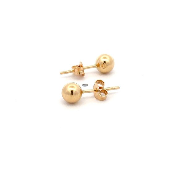 18K Gold Earrings Stud Balls Polished Small 1.55 grams - Picture 9 of 9